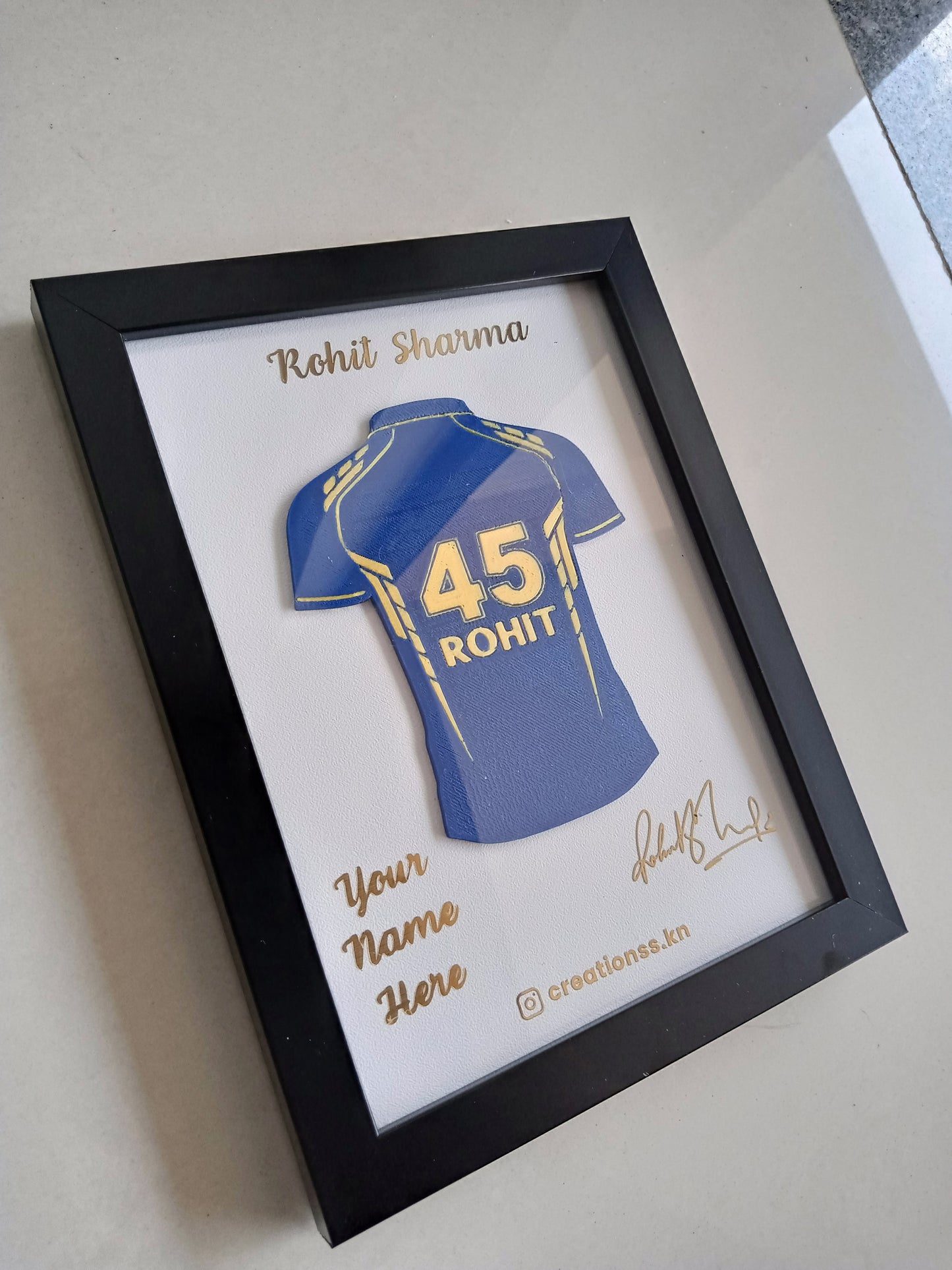 Rohit Sharma Jersey Frame – Personalized Cricket Fan Wall Art