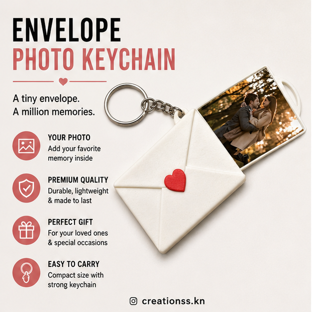 Personalized Envelope Photo Keychain