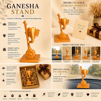 Lord Ganesha Stand | Spiritual Desk Decor | Car Dashboard Idol | Auspicious Gift