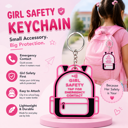 NFC Kids Safety Keychain | Emergency Contact Backpack Tag | Smart School Bag Keychain for Boys & Girls