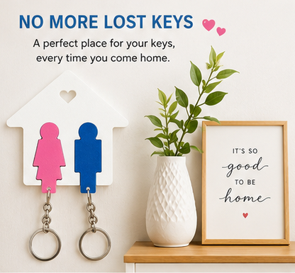 Home Sweet Home Couple Key Holder | Wall Mounted Key Hanger | Romantic Housewarming Gift for Couples