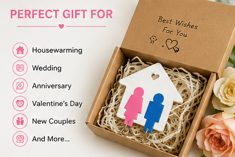 Home Sweet Home Couple Key Holder | Wall Mounted Key Hanger | Romantic Housewarming Gift for Couples