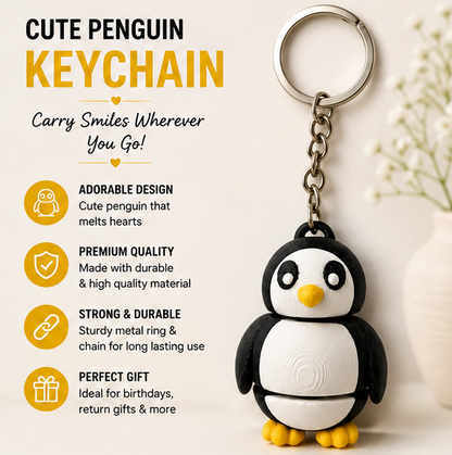 Cute Penguin Keychain | 3D Penguin Keyring | Adorable Animal Bag Charm & Gift for Penguin Lovers