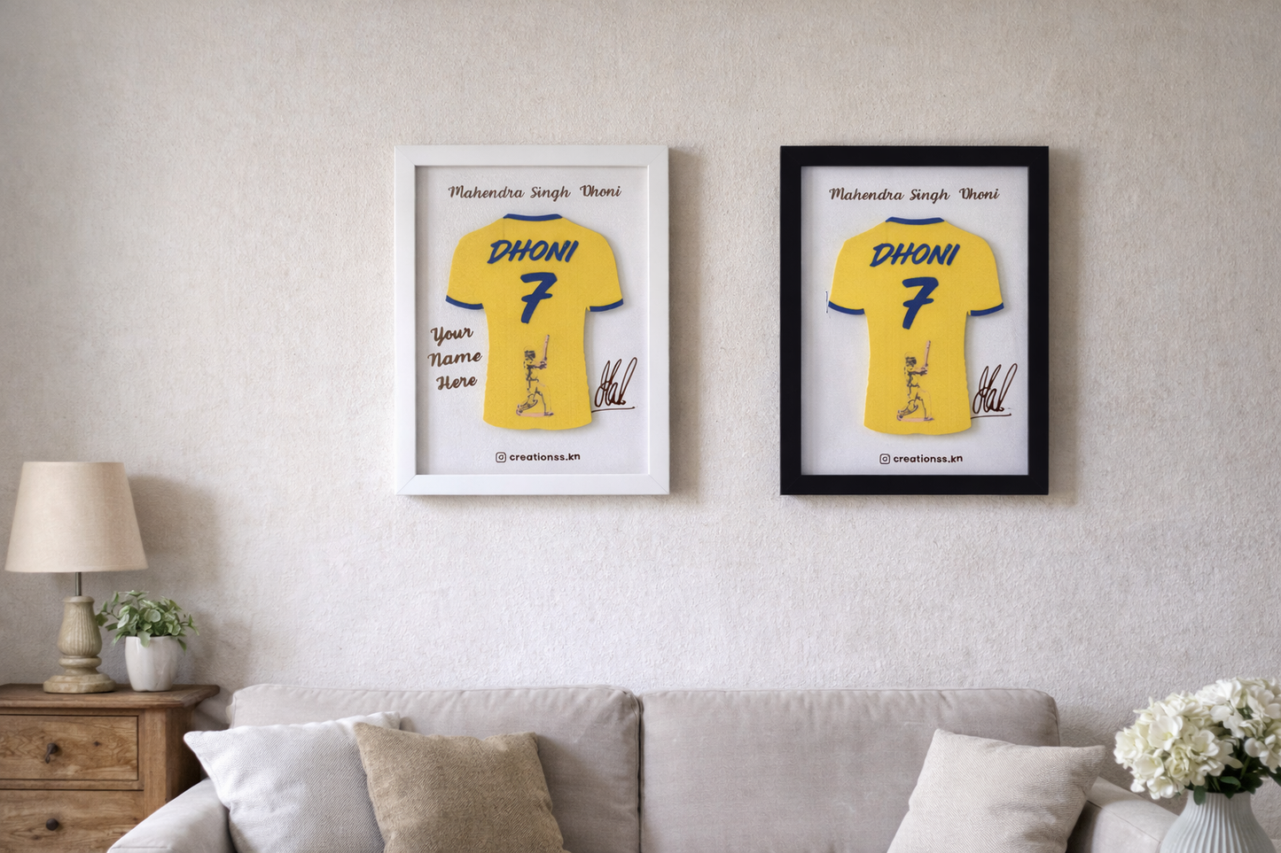 MS Dhoni Jersey Frame – Personalized Cricket Fan Gift with Name