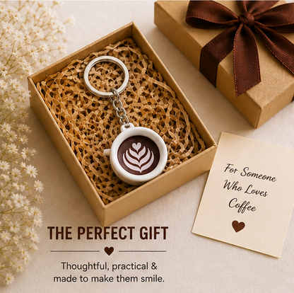 Coffee Cup Keychain | Cute Coffee Lover Keyring | Mini Latte Mug Bag Charm & Gift
