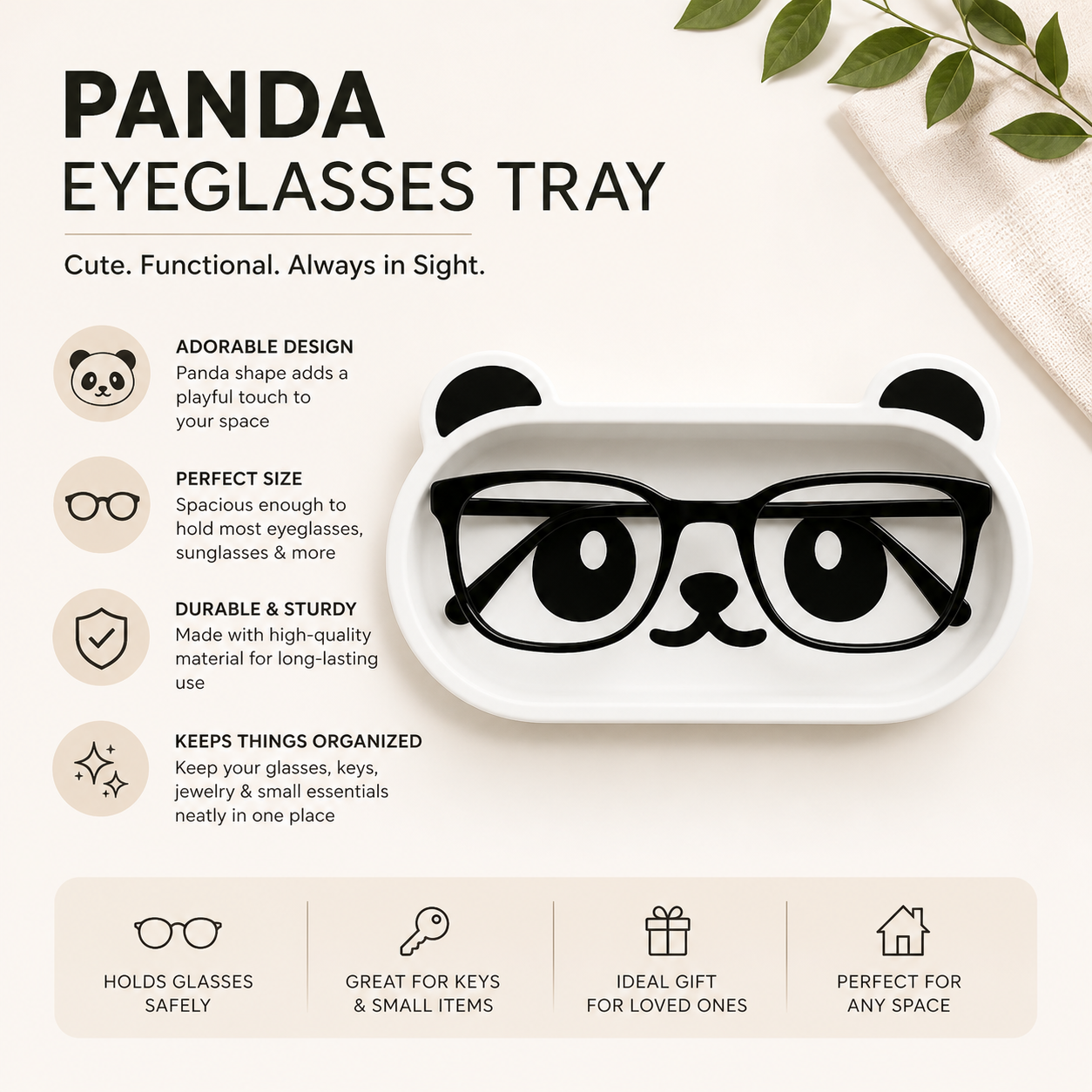 Cute Panda Eyeglasses Holder & Desk Organizer