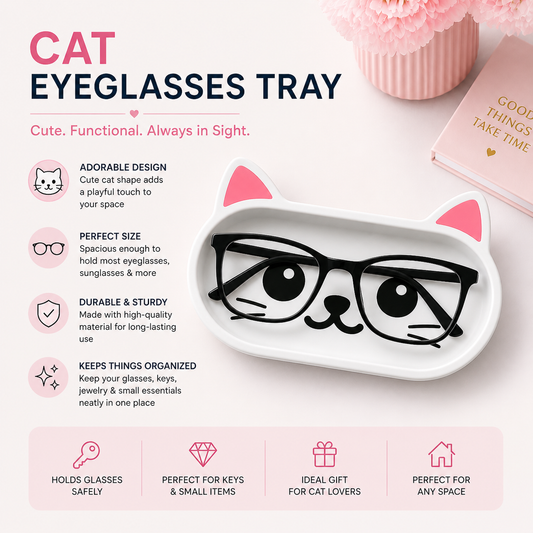 Cute Cat Eye Glasses Holder & Desk Organizer for Home & Office