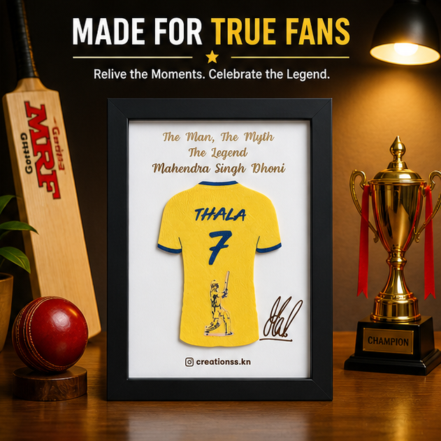 Thala Dhoni Jersey Frame – Personalized Cricket Fan Gift with Name