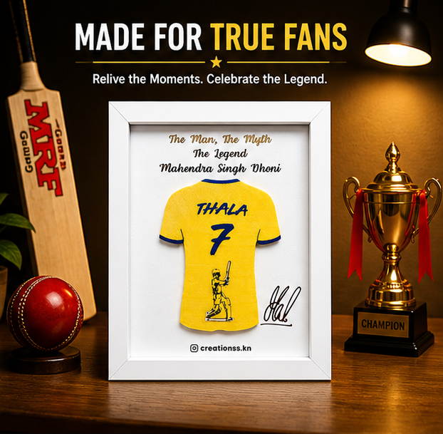 Thala Dhoni Jersey Frame – Personalized Cricket Fan Gift with Name