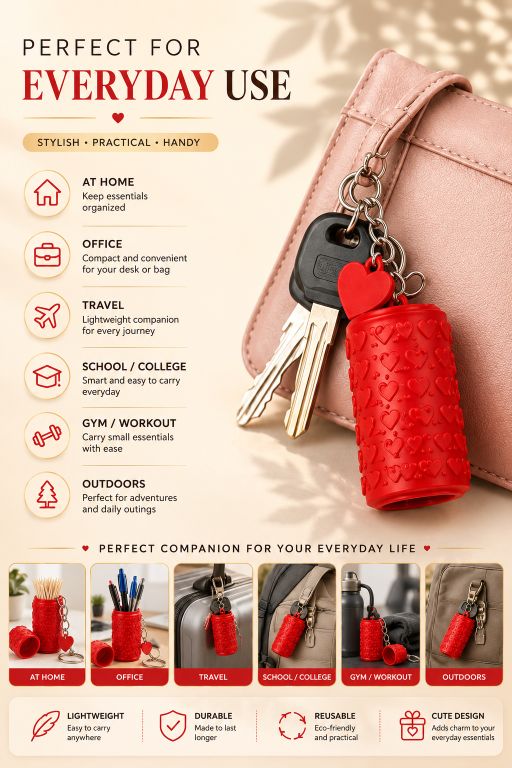 Multi-Purpose Storage Holder Keychain | Portable Mini Organizer Container | Travel Essentials Case
