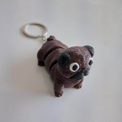 Cute Pug Dog Keychain – Mini Cartoon Animal Keyring for Gifts