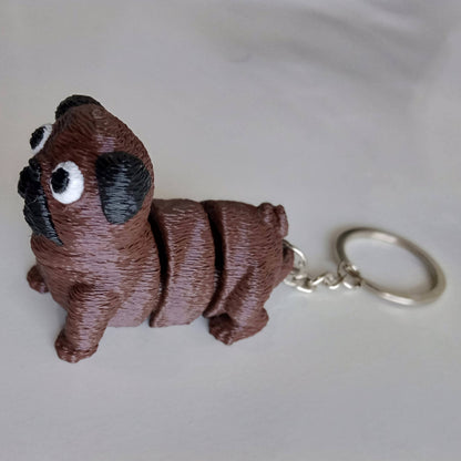 Cute Pug Dog Keychain – Mini Cartoon Animal Keyring for Gifts