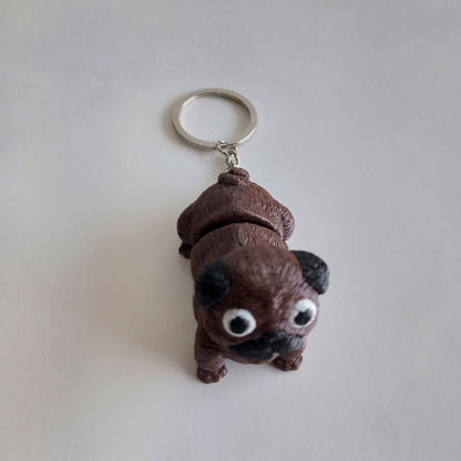 Cute Pug Dog Keychain – Mini Cartoon Animal Keyring for Gifts