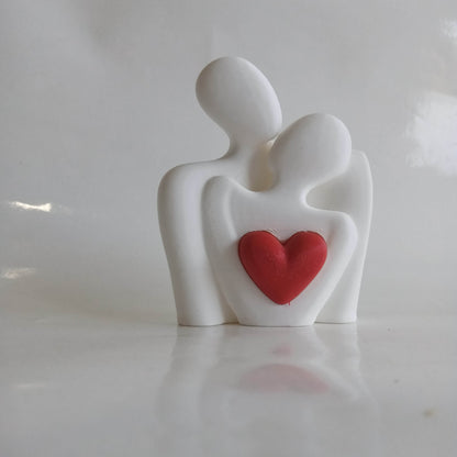 Abstract Couple Love Sculpture | Romantic Heart Showpiece | Modern Home Decor Statue