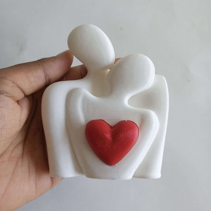 Abstract Couple Love Sculpture | Romantic Heart Showpiece | Modern Home Decor Statue