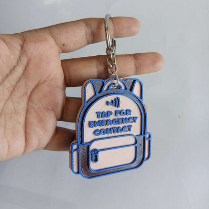 NFC Kids Safety Keychain | Emergency Contact Backpack Tag | Smart School Bag Keychain for Boys & Girls