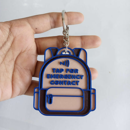 NFC Kids Safety Keychain | Emergency Contact Backpack Tag | Smart School Bag Keychain for Boys & Girls