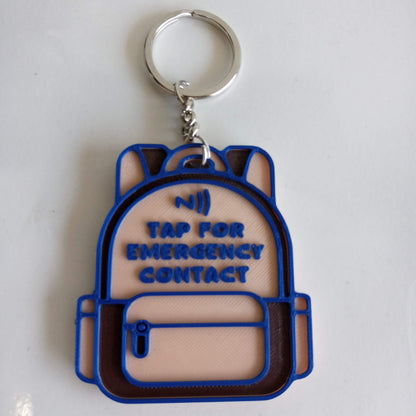 NFC Kids Safety Keychain | Emergency Contact Backpack Tag | Smart School Bag Keychain for Boys & Girls