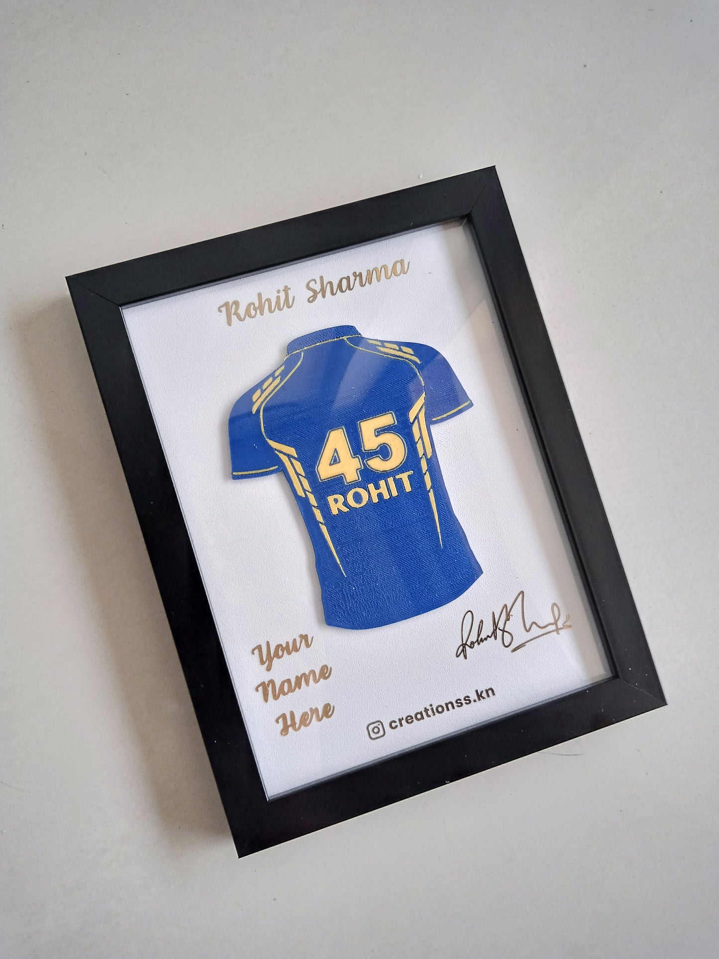 Rohit Sharma Jersey Frame – Personalized Cricket Fan Wall Art