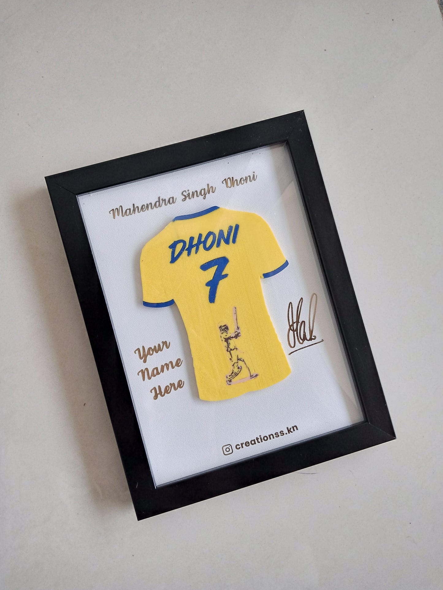 MS Dhoni Jersey Frame – Personalized Cricket Fan Gift with Name