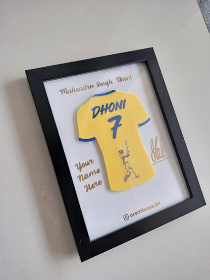 MS Dhoni Jersey Frame – Personalized Cricket Fan Gift with Name
