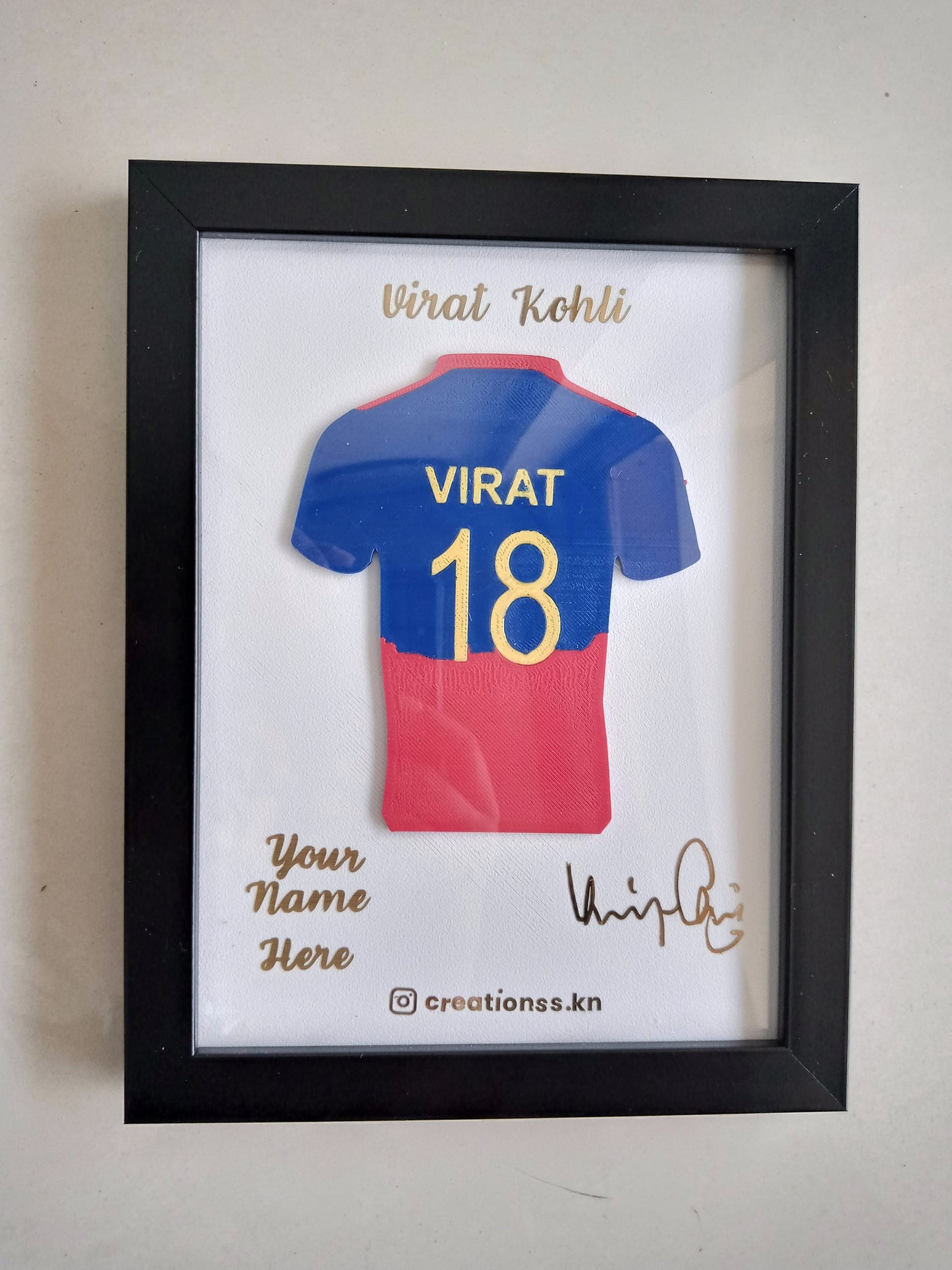 Virat Kohli Jersey Frame – Personalized Cricket Fan Wall Art