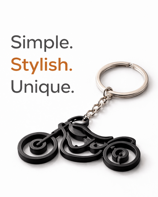 3d printed Black motorcycle-shaped keychain