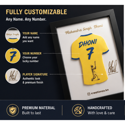 MS Dhoni Jersey Frame – Personalized Cricket Fan Gift with Name