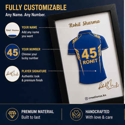 Rohit Sharma Jersey Frame – Personalized Cricket Fan Wall Art