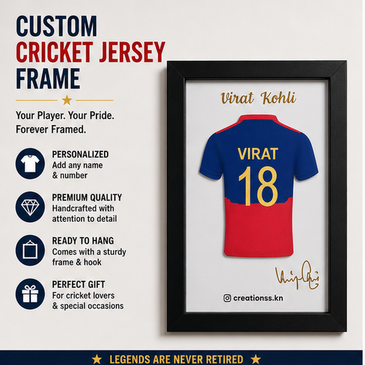Virat Kohli Jersey Frame – Personalized Cricket Fan Wall Art
