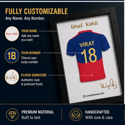 Virat Kohli Jersey Frame – Personalized Cricket Fan Wall Art