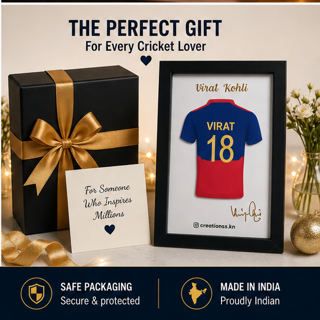 Virat Kohli Jersey Frame – Personalized Cricket Fan Wall Art